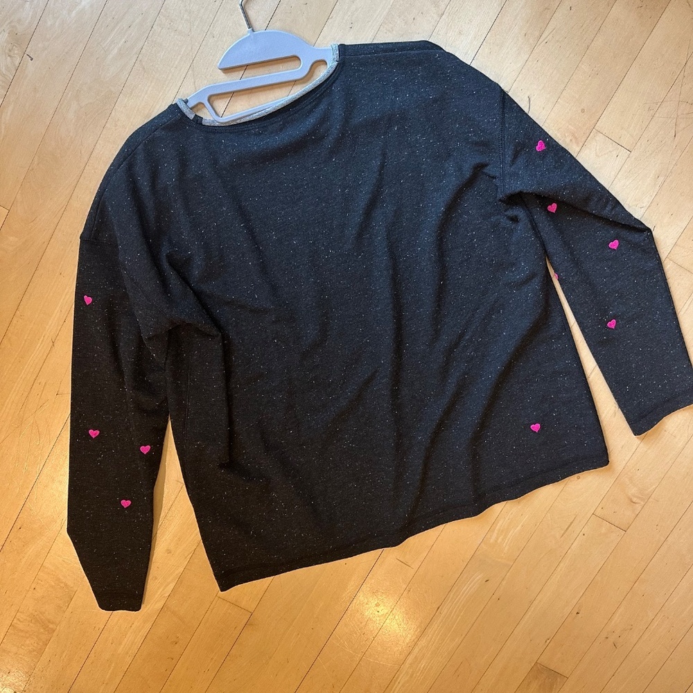 Lisa Todd Black with pink hearts sweater, M, CB2354 - Picture 4 of 4